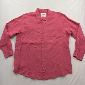 Flax Shirt 100% Linen Long Sleeve Button Down Pink Mens Size Medium